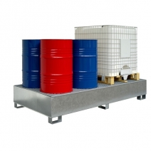 Paleta (wanna) wychwytowa MEGA TC3, stalowa, 1000 l, 2*IBC/KTC - 10 beczek 200 l, ocynkowana